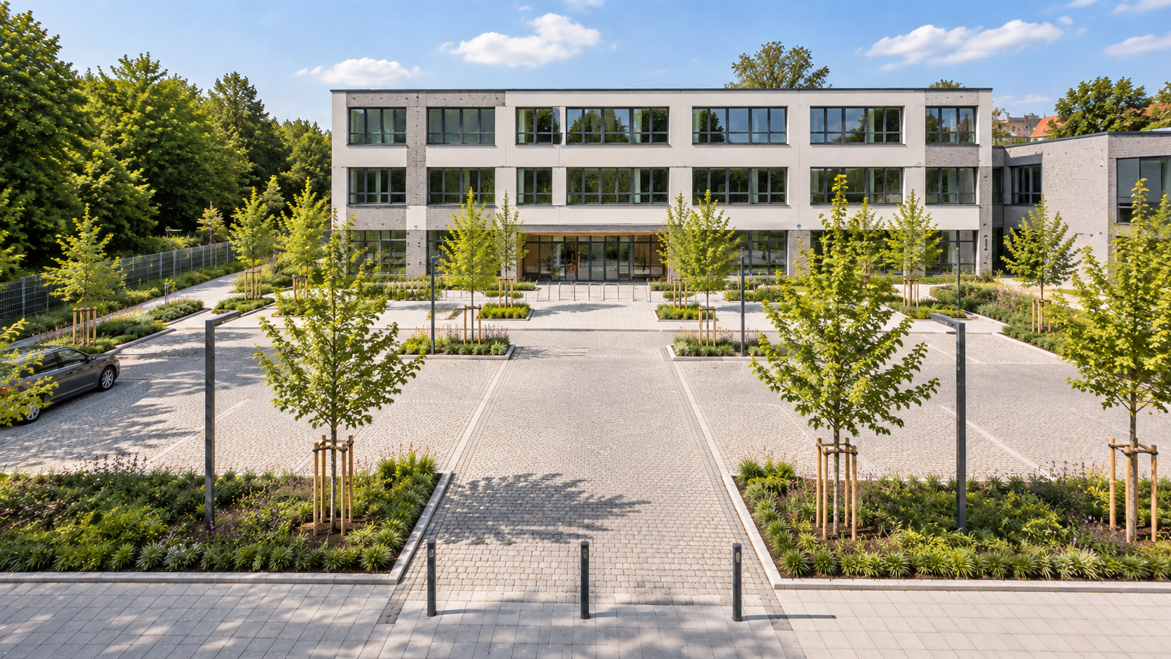 Fertiggestellte Pflasterflächen eines StraBE Projekts in Berlin