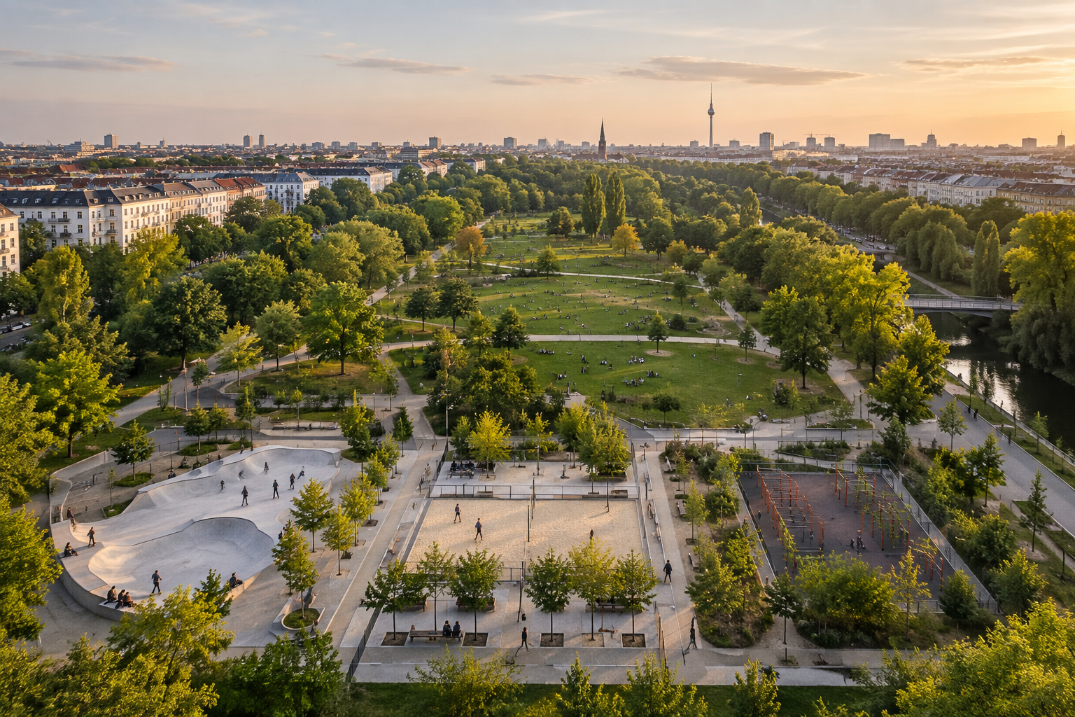 Zaun- und Toranlagen am Görlitzer Park in Berlin-Kreuzberg